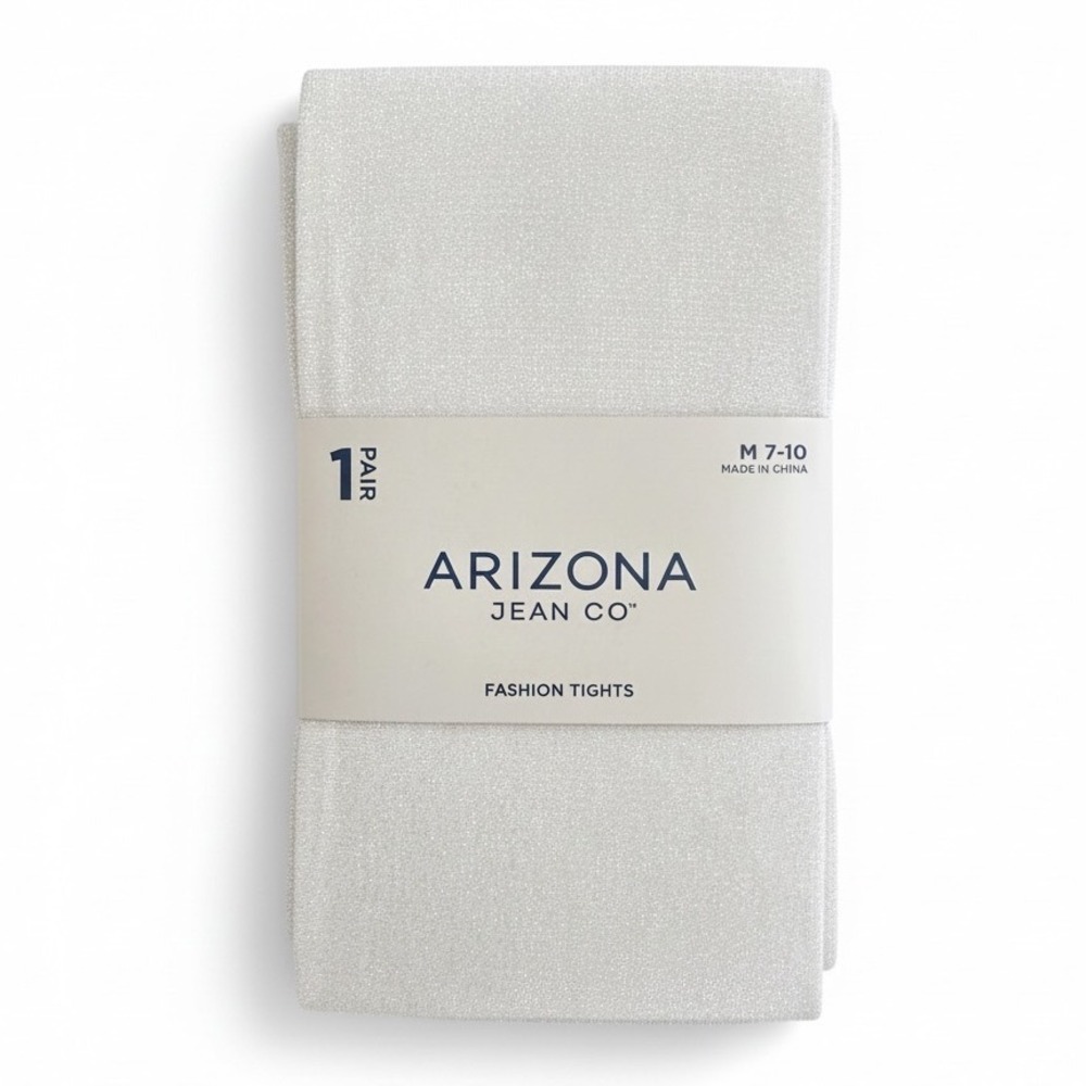 Arizona Jean Co White Shimmer Tights Girls Medium 7-10 Sparkle Fashion Tights